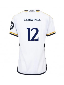 Billige Real Madrid Eduardo Camavinga #12 Hjemmedrakt Dame 2023-24 Kortermet